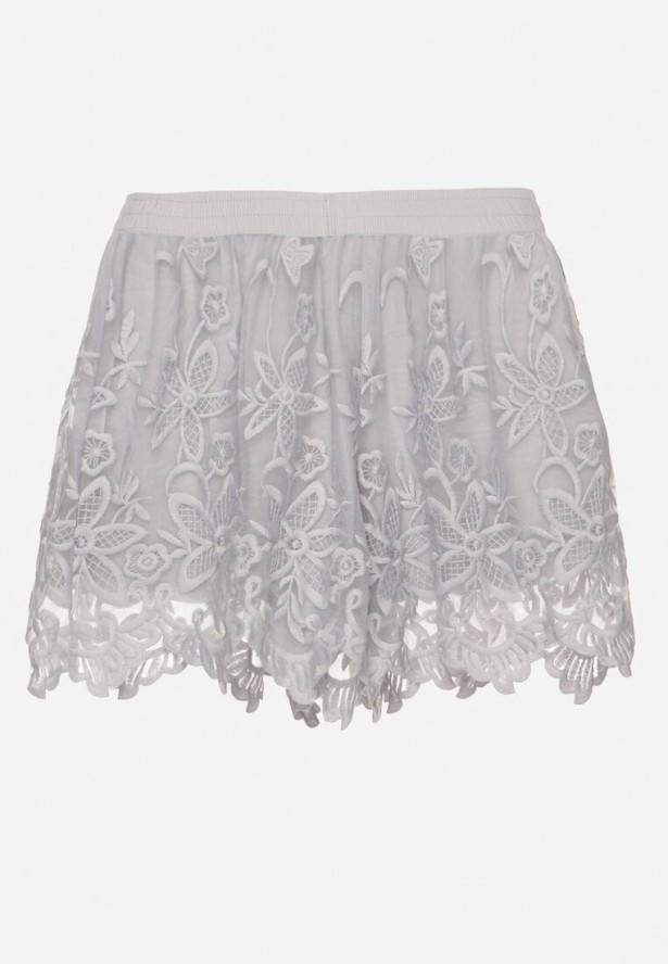 Jasnoniebieskie Szorty z Bawełną i Koronką Lunazetia