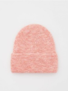 Czapka beanie z wełną - koralowy