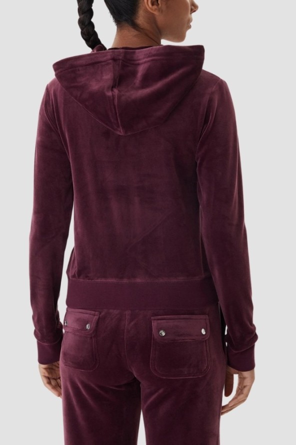 JUICY COUTURE Śliwkowa bluza damska Robertson Hoodie, Rozmiar S