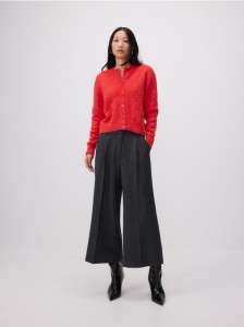 Spodnie culotte z zakładkami - ciemnoszary