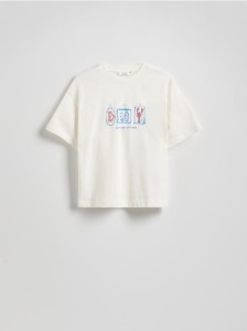 Bawełniany t-shirt z nadrukiem - biały