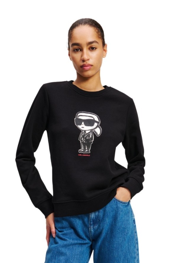 KARL LAGERFELD Czarna damska bluza Ikon Sketch, Rozmiar M