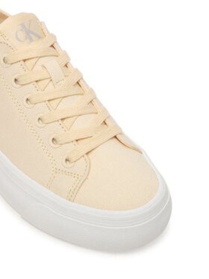 Calvin Klein Sneakersy Vulc Flatform Low Canvas Mg YW0YW01763 Écru
