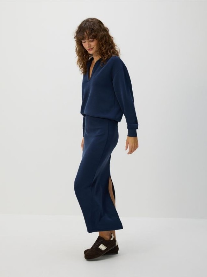 Spódnica midi z modalem - granatowy