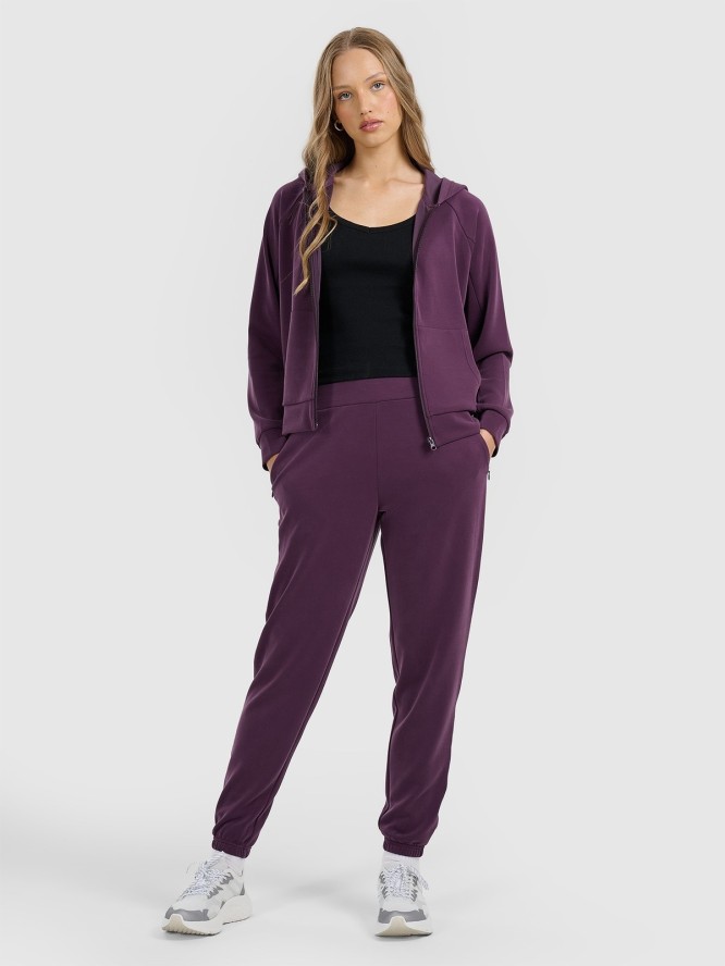 4F Bluza dresowa rozpinana z modalem damska - fioletowa S