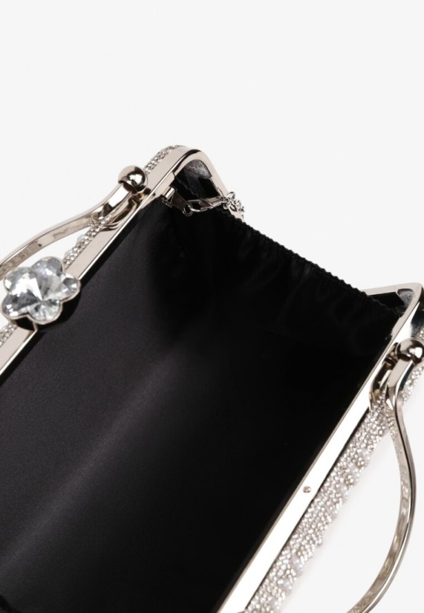 Srebrna Torebka Typu Kopertówka z Cyrkoniami i Perełkami Fesaria