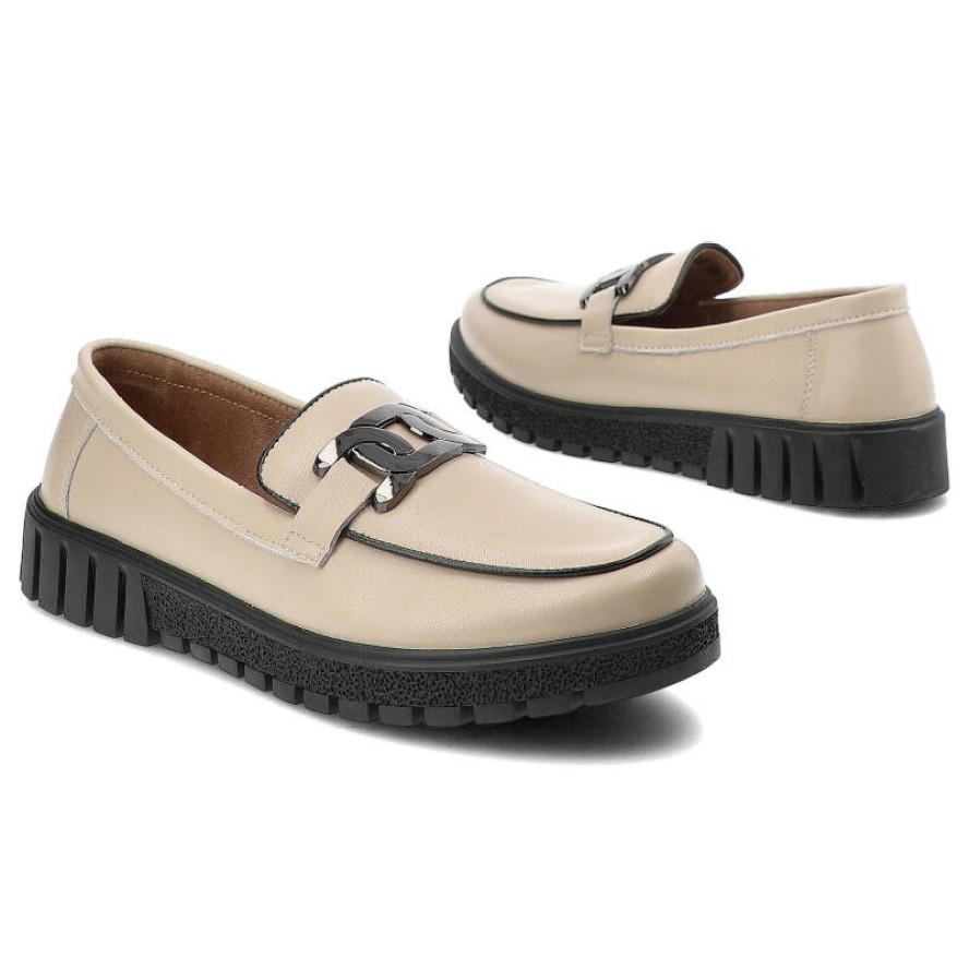 Beżowe Półbuty Filippo Wygodne Obuwie Damskie