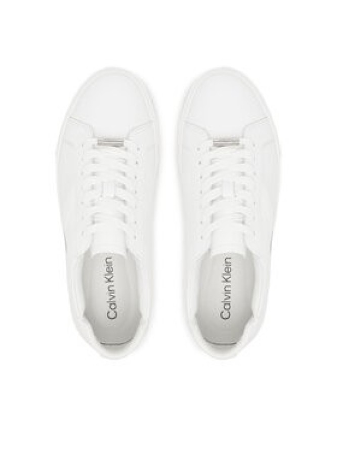 Calvin Klein Sneakersy Basket Cups Lace Up Logo Tape YW0YW02007 Biały