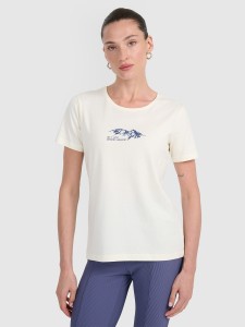 4F T-shirt regular z nadrukiem damski - biały S