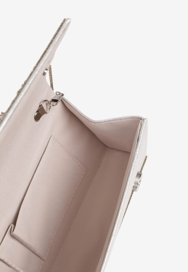 Srebrna Torebka Kopertówka z Cyrkoniami Rączką i Łańcuszkiem Fesovira