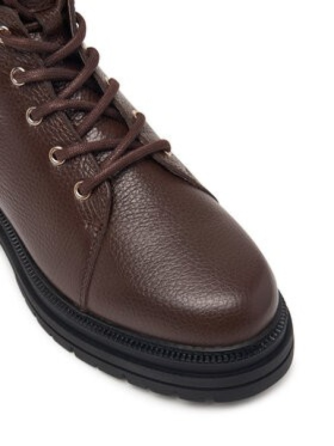 Tommy Hilfiger Trzewiki Th Emboss Grain Leather Boot FW0FW09553 Brązowy