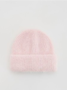 Czapka z wełną alpaki - pastelowy róż