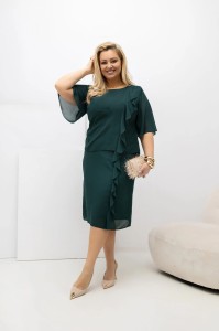 Sukienka Estelle w kolorze butelkowej zieleni - zwiewna szyfonowa kreacja PLUS SIZE XXL OVERSIZE WIOSNA