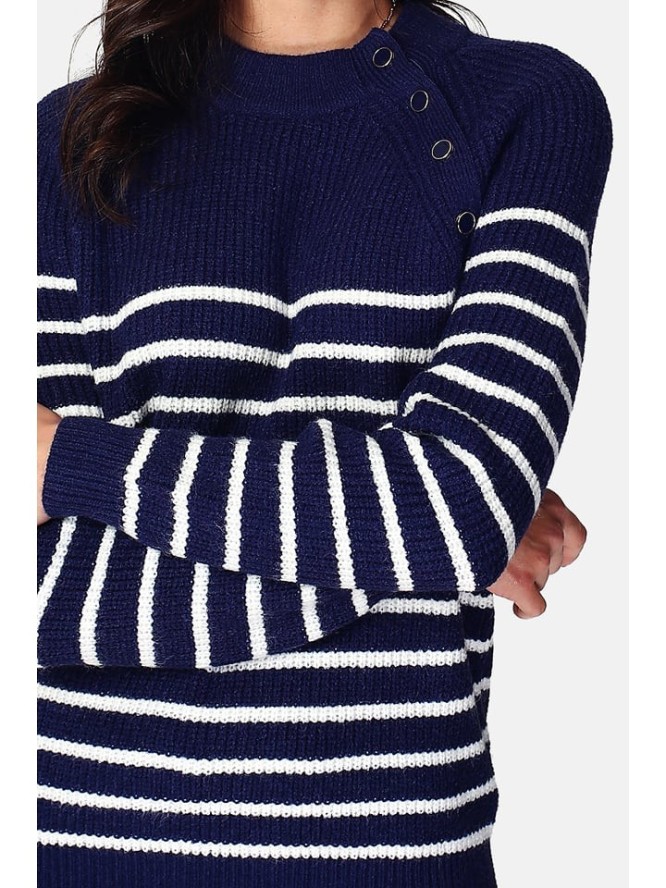 ASSUILI Kaszmirowy sweter w kolorze granatowo-białym rozmiar: 36