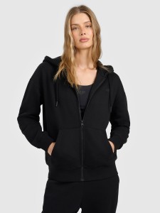 4F Bluza dresowa rozpinana z kapturem damska - czarna M