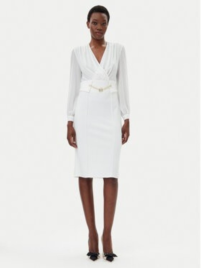 Rinascimento Sukienka koktajlowa CFC0123289003 Biały Regular Fit