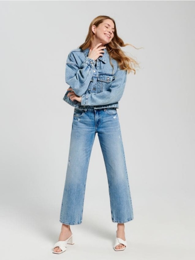 Jeansy straight low waist - niebieski