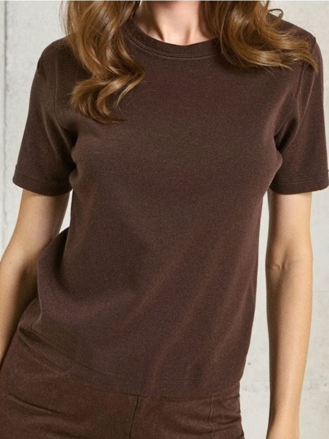 Bluzka z krótkim rękawem - brązowy