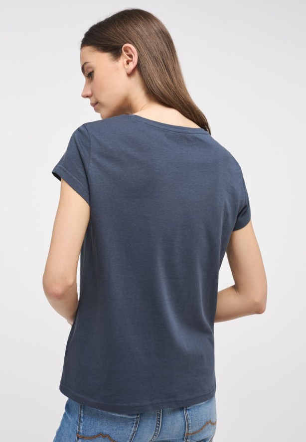 MUSTANG Alina C Logo Tee Damski T-shirt Koszulka Blue Nights 1013222 4085