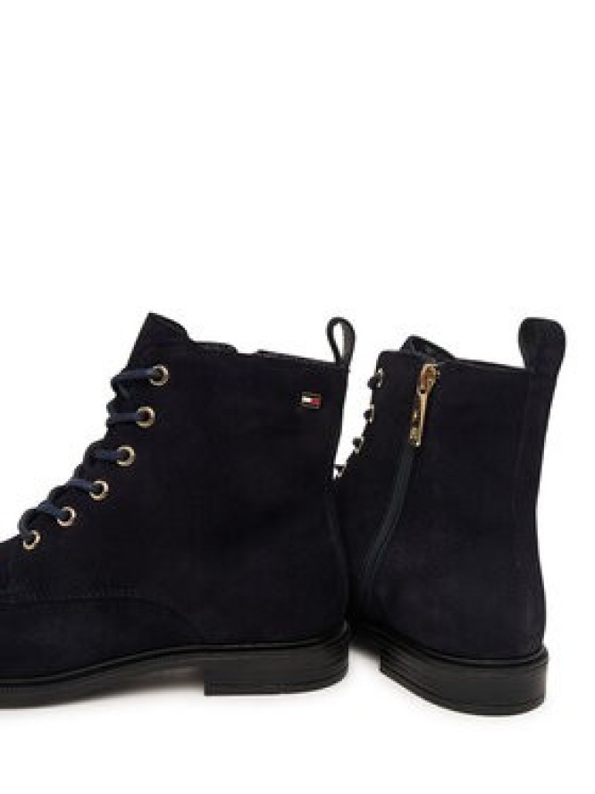 Tommy Hilfiger Trzewiki Enamel Flag Suede Lace-Up Boot FW0FW09681 Granatowy