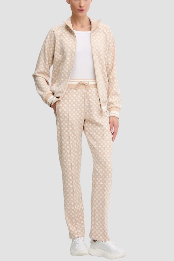 GUESS Beżowa rozpinana damska bluza w monogram Aggie, Rozmiar XS