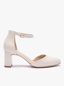 Kremowe ślubne czółenka ze skóry licowej