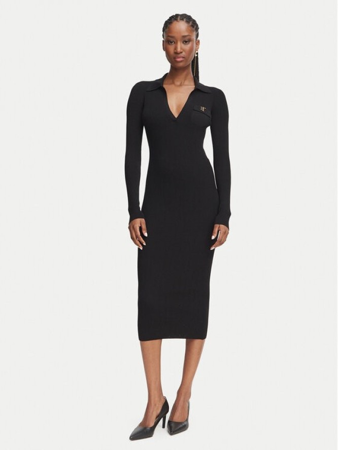 Elisabetta Franchi Sukienka dzianinowa AM-08B-66E2-V380 Czarny Slim Fit