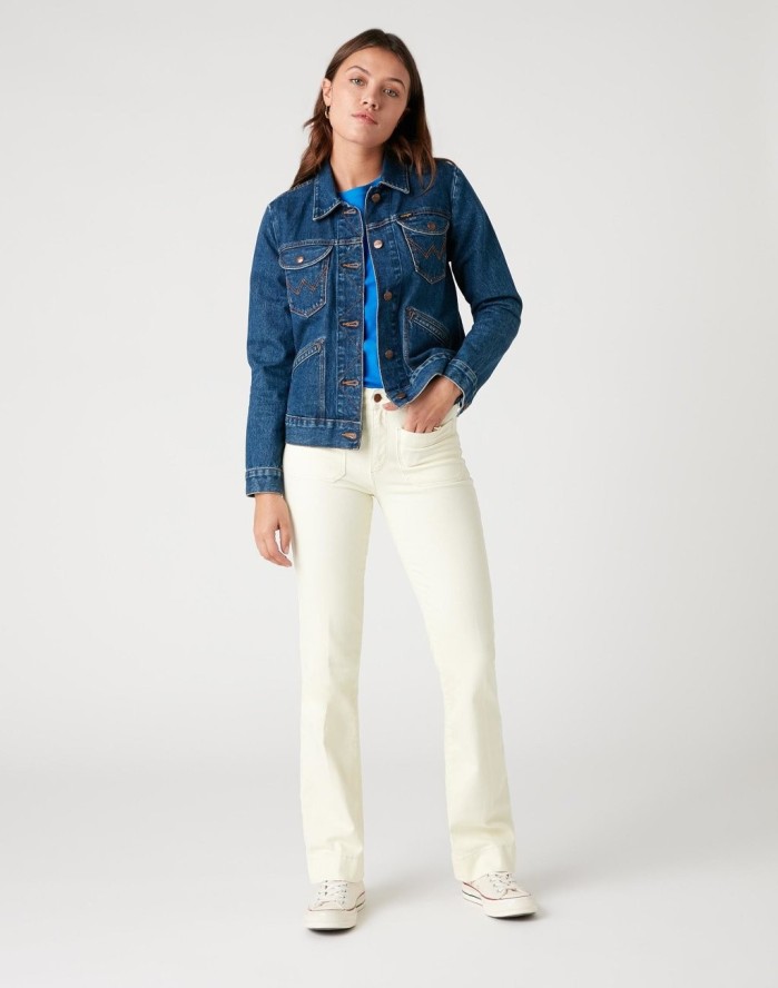 DAMSKI T-SHIRT WRANGLER SIGN OFF TEE STRONG BLUE W7Q0-D3-X2V 112132068