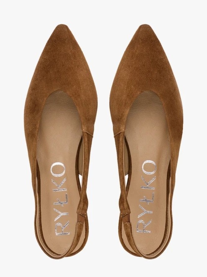 Brązowe czółenka slingback w szpic