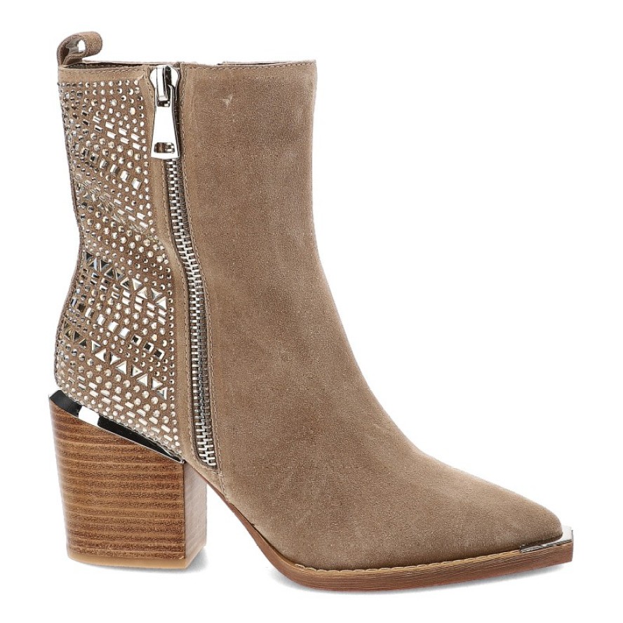 Beżowe Botki Alma En Pena Eleganckie Kowbojki Damskie