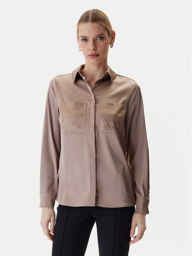 Guess Koszula W5RH40 WFQC2 Brązowy Regular Fit