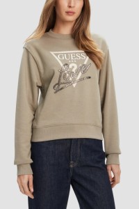 GUESS Zielona damska bluza Studded Love, Rozmiar M