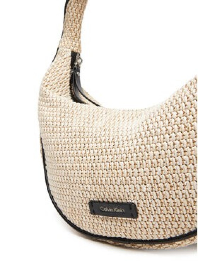 Calvin Klein Torebka Pinched Raffia Medium Shoulder B LV04F3079G Beżowy