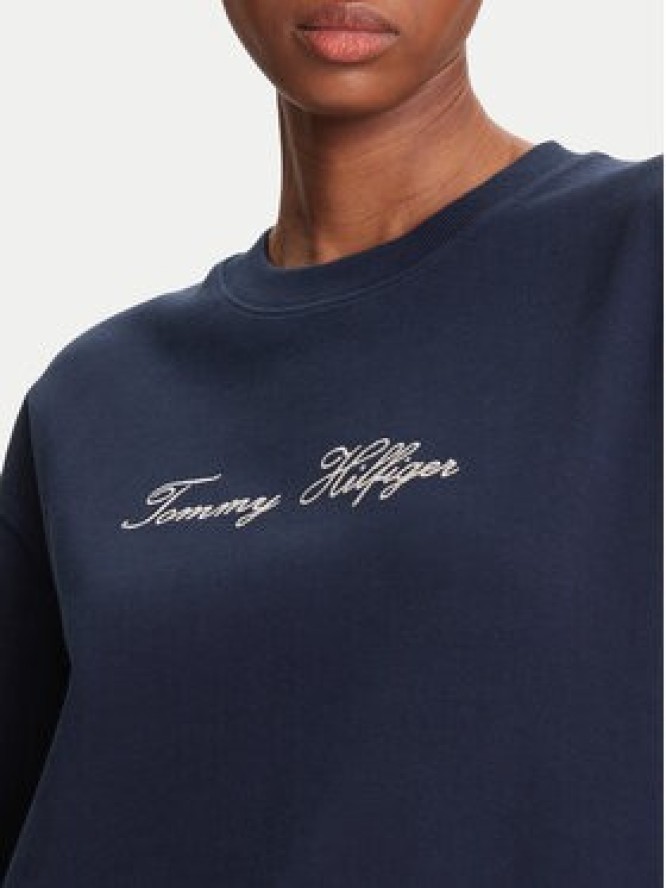 Tommy Hilfiger Bluza Script WW0WW47159 Granatowy Regular Fit