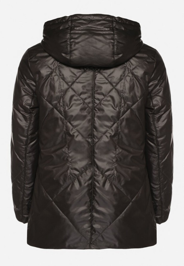 Czarna Kurtka z Odpinanym Kapturem i Ozdobnym Pikowaniem Xalseli