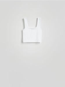 Krótki top na ramiączkach - biały