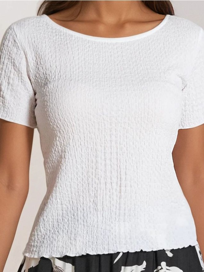 Bluzka z fakturą - kremowy