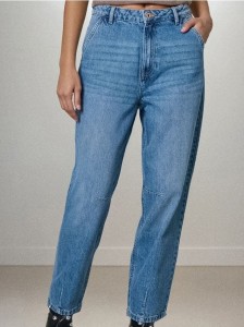 Jeansy balloon high waist - niebieski