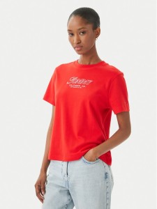 Tommy Hilfiger T-Shirt Logo Interlock WW0WW48707 Czerwony Regular Fit