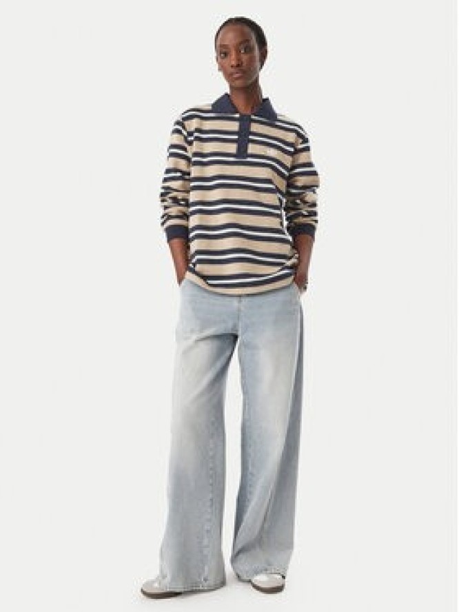 adidas Bluza Stripe Knitted Polo Top LG3946 Beżowy Regular Fit