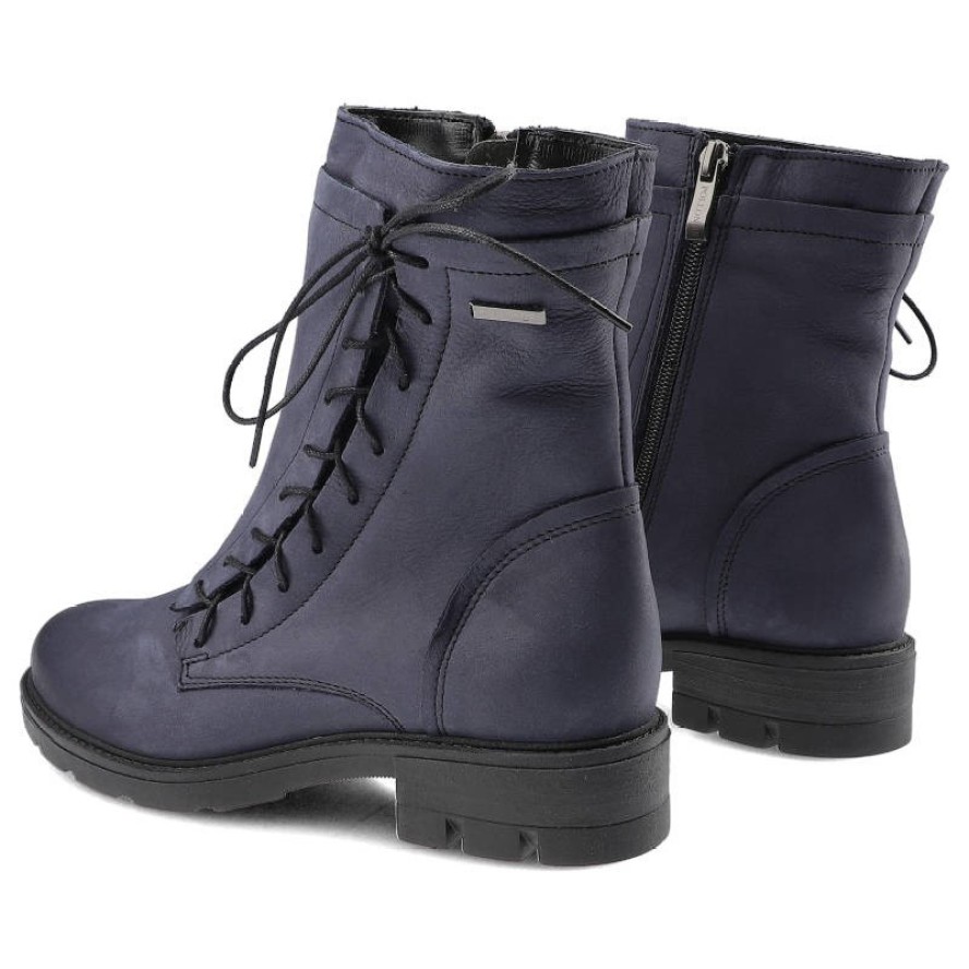 Granatowe Botki Pollonus Damskie Wygodne Buty