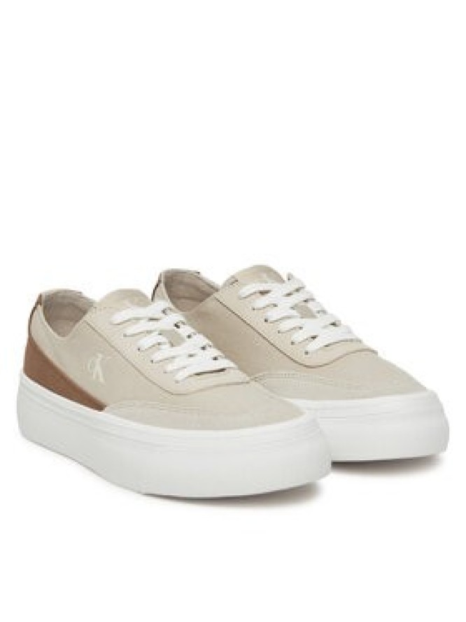 Calvin Klein Jeans Sneakersy Vulc Flatform Low Cv Mix Mg YW0YW01770 Beżowy
