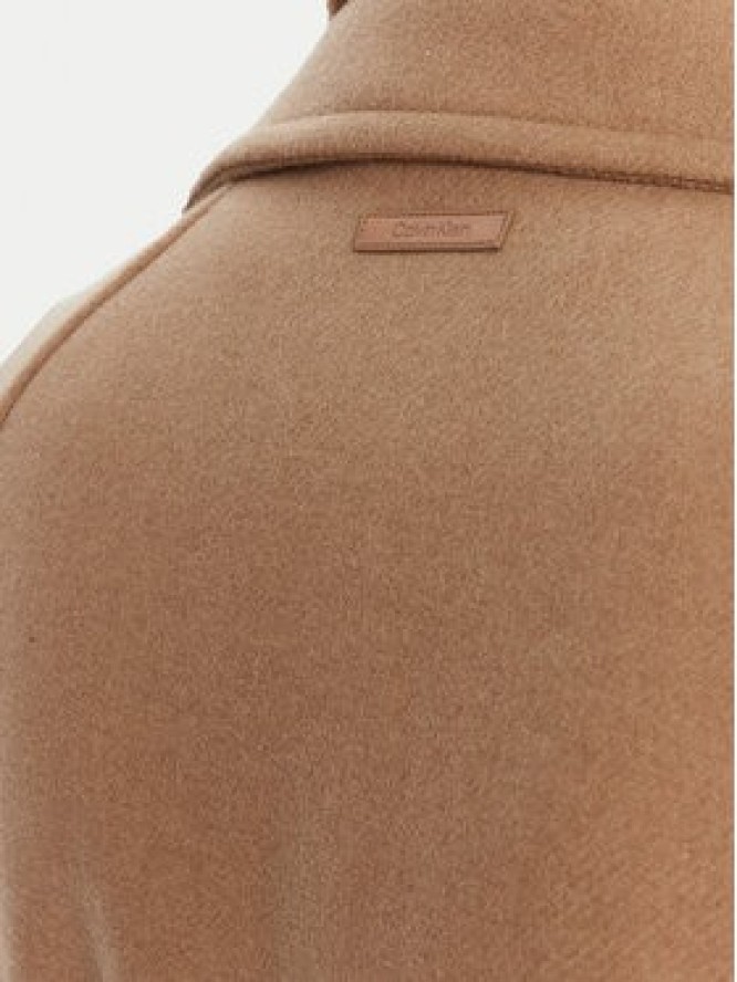 Calvin Klein Płaszcz wełniany LV044D557G Beżowy Regular Fit