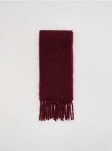 Gładki szalik z frędzlami - bordowy
