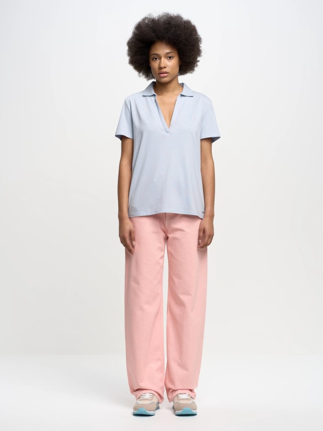 Koszulka damska polo z modalu niebieska Fremenka 400