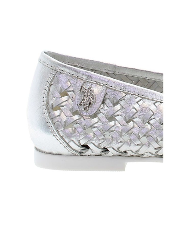 U.S. Polo Assn. Skórzane baleriny w kolorze srebrnym rozmiar: 36