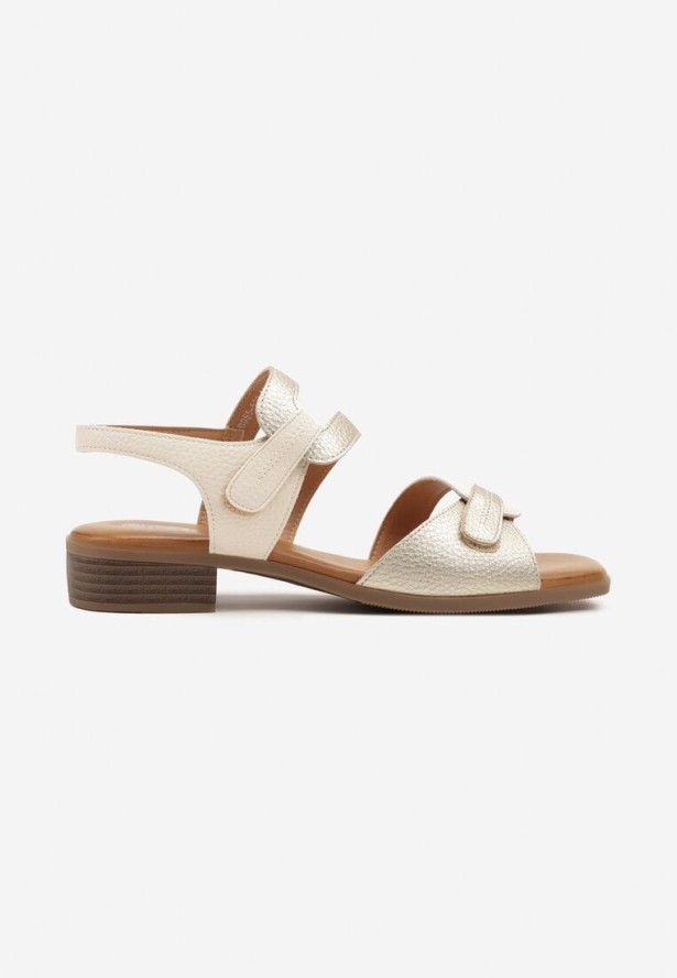 Beżowe Sandały z Geometrycznymi Paskami Nevaelle