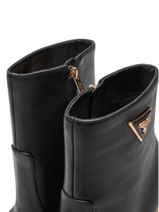 Guess Botki Caitte FLDCAT LEA10 Czarny