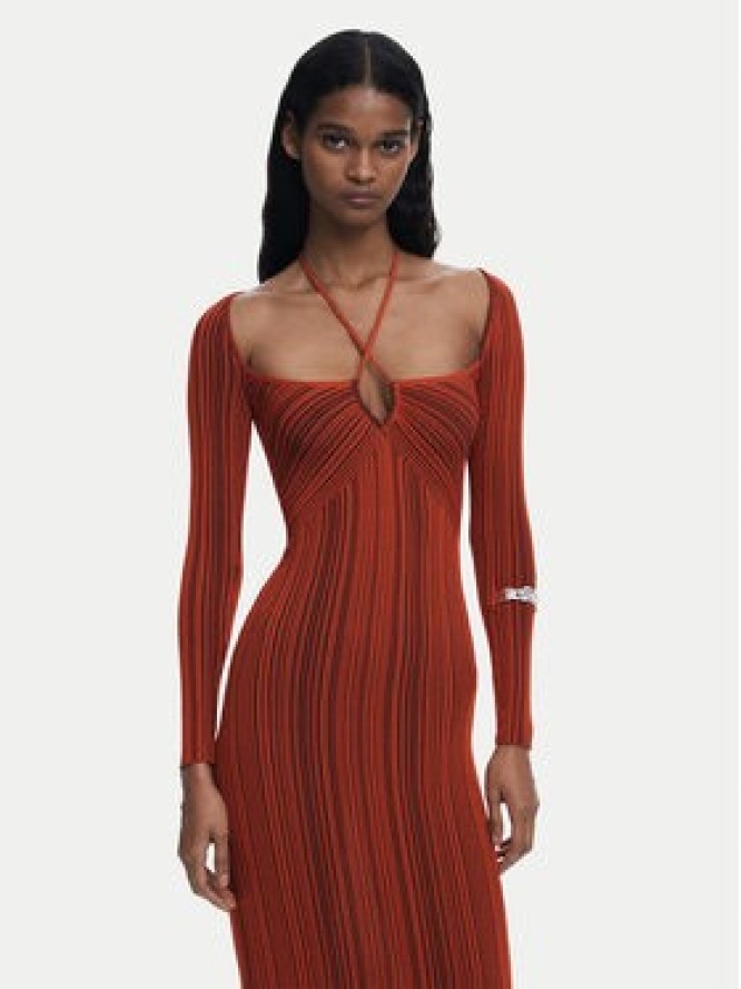 Desigual Sukienka koktajlowa Marlene 25WWVF08 Pomarańczowy Slim Fit