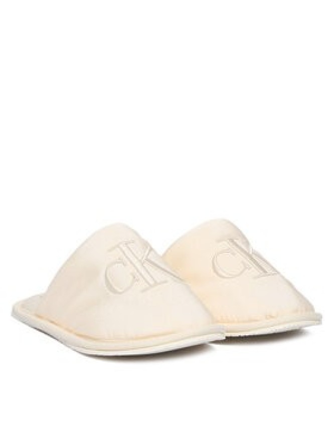 Calvin Klein Jeans Kapcie Slipper Satin Moire YW0YW02053 Écru